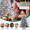 Costway 4.5/6/7 FT Flocked Christmas Tree with 8 Lighting Modes 160/260/350 Multi-Color LED Lights